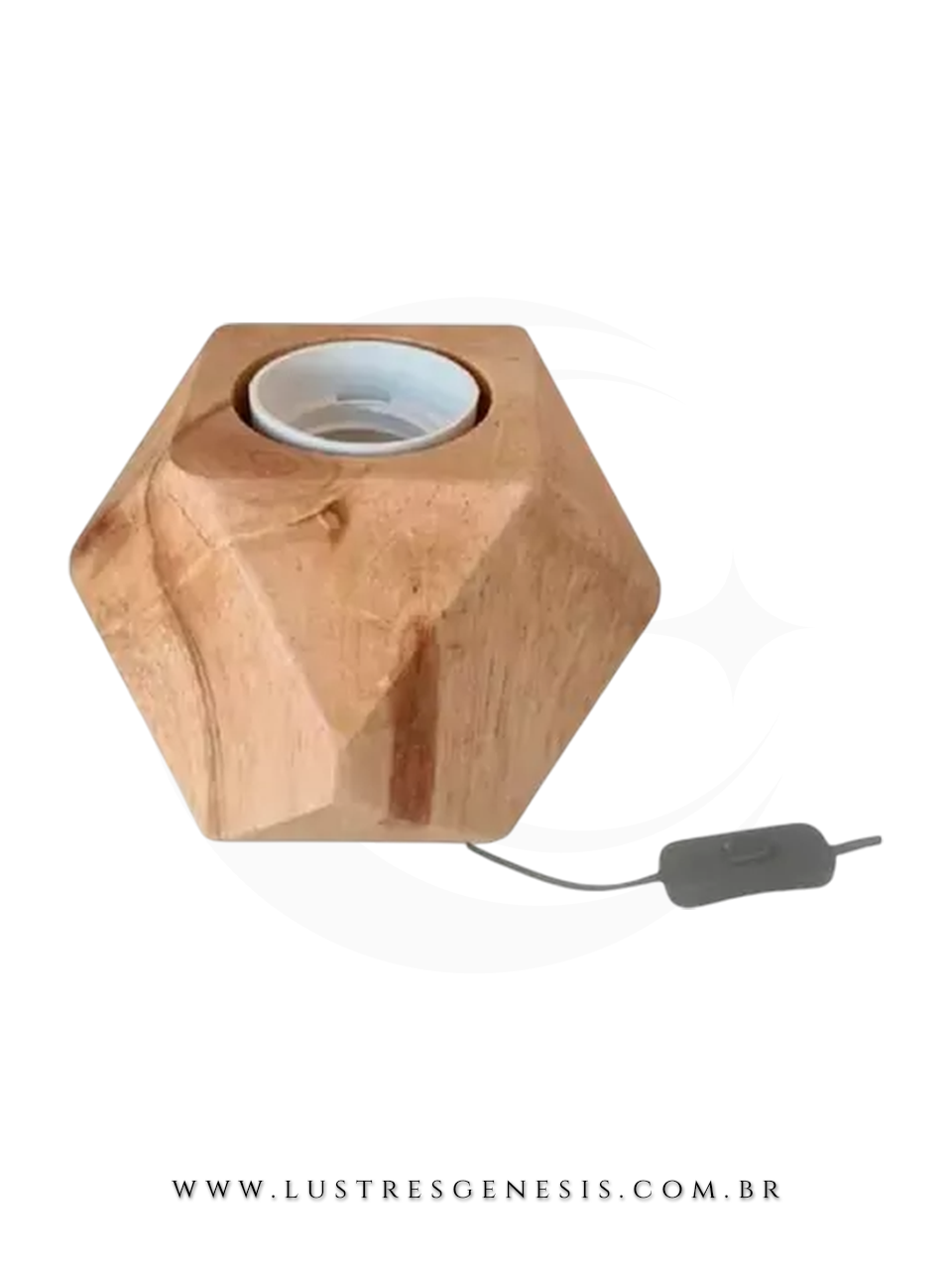 Luminária Abajur Twist de madeira para mesa de escritório ou cabeceira de cama. Lustres Gênesis loja online de Lustres e Iluminação Decorativa